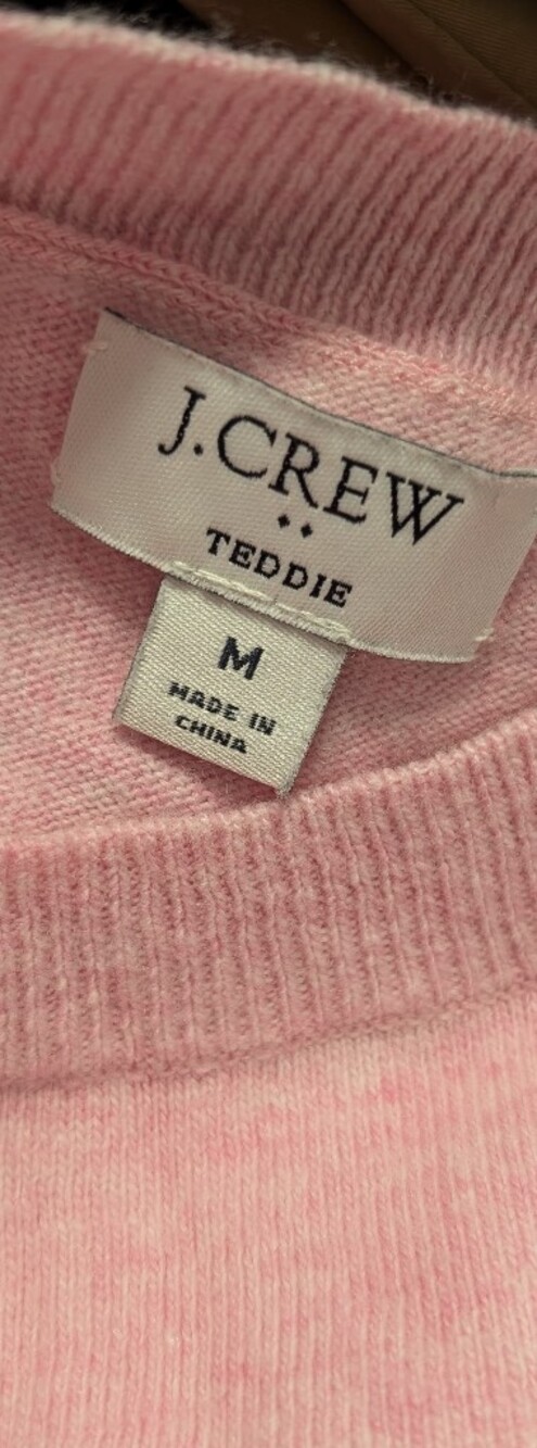 J.Crew Teddie Sweater Medium Pink Heather Crewneck Long Sleeves Soft Preppy Knit - Picture 8 of 9